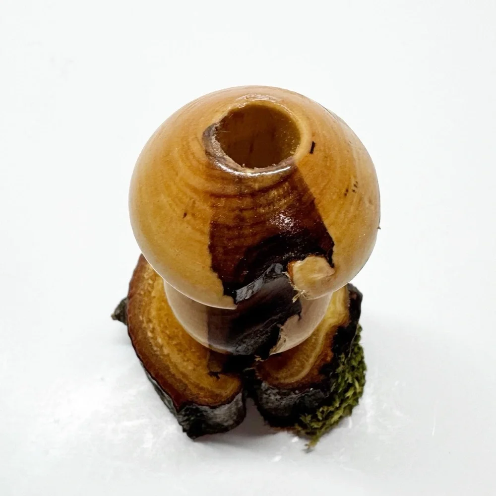 Hand Crafted Wood Mushroom Bud Vase M1